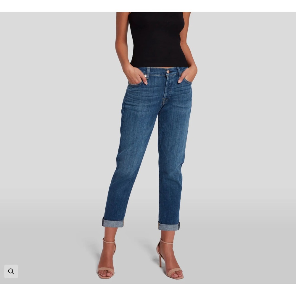 7 For All Mankind Womens Josefina Boyfriend Fit Jeans Sz 29 Button Fly Mid Rise